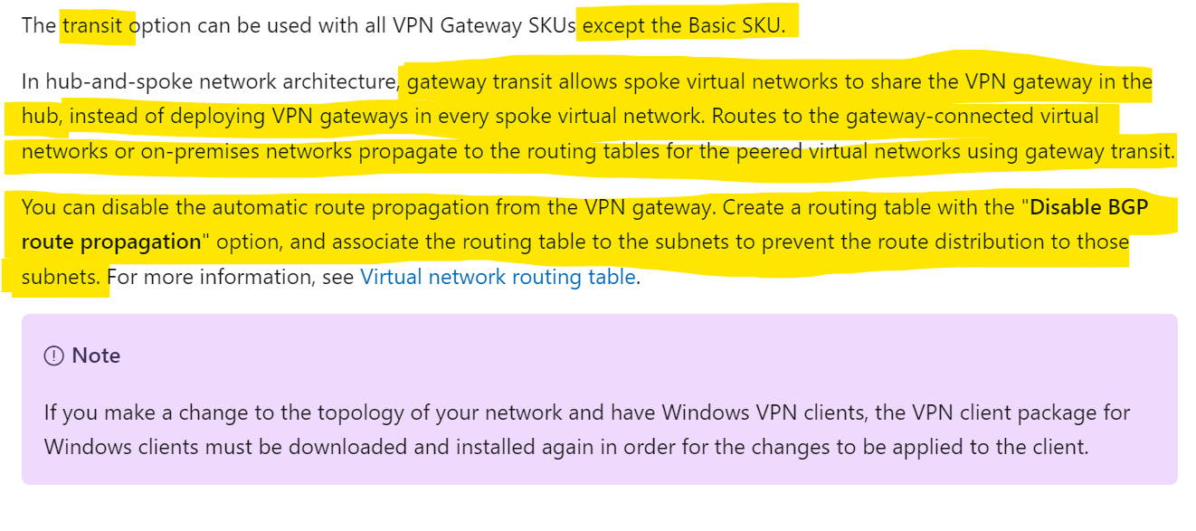 Hub-spoke with gateway transit