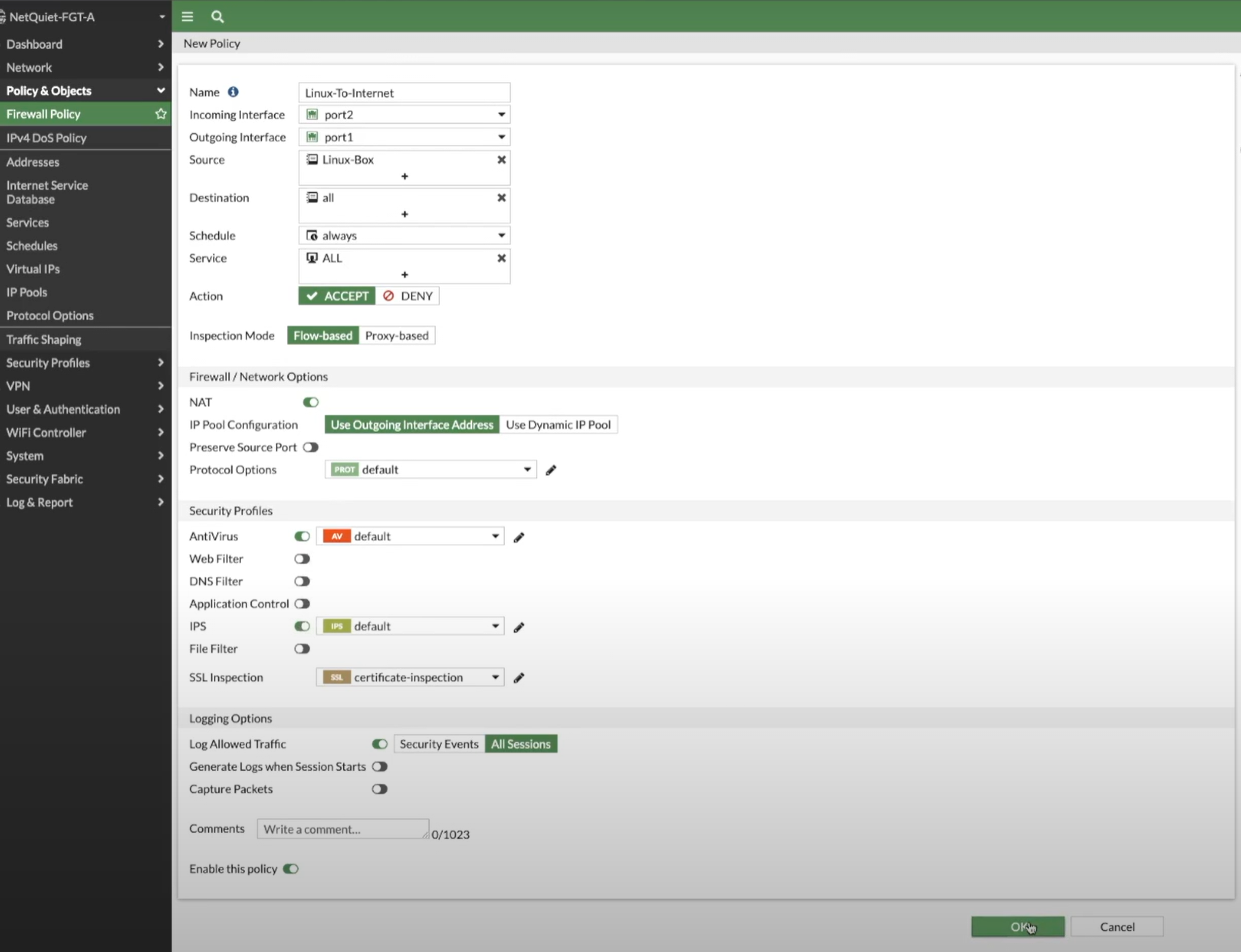 Outbound internet rules on FortiGate